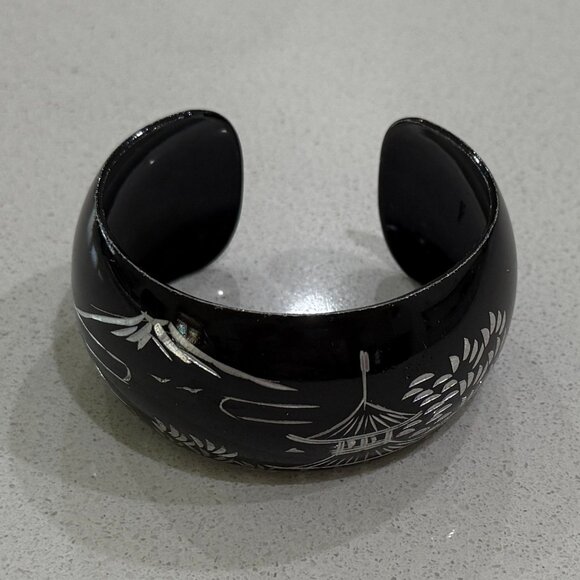 Metallic Cuff Bracelet with Asian Theme - Picture 4 of 5